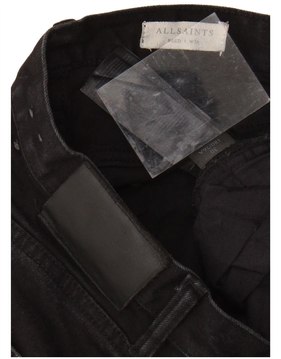 ALL SAINTS Masculino REED Slim Jeans W30 L31 Algodão Preto