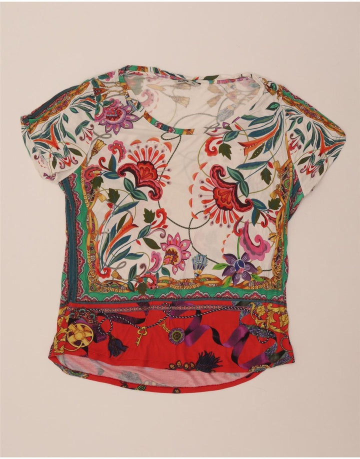 DESIGUAL Camiseta feminina gráfica Top UK 20 2XL Viscose floral multicolorida