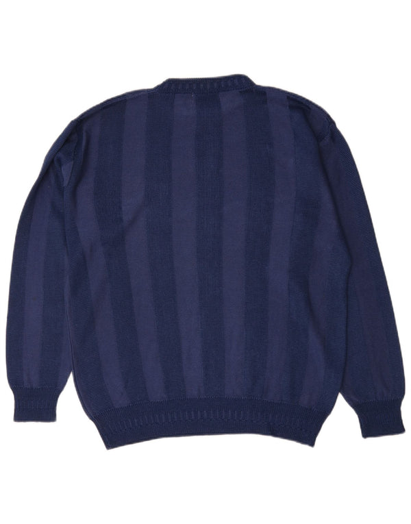 Suéter masculino NANI BON com gola redonda IT 48 rayon listrado azul marinho médio