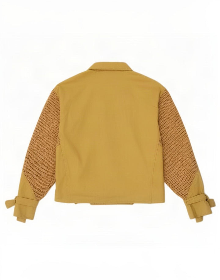 Jaqueta Bomber Batwing Feminina Vintage Reino Unido 14 Algodão Amarelo Médio