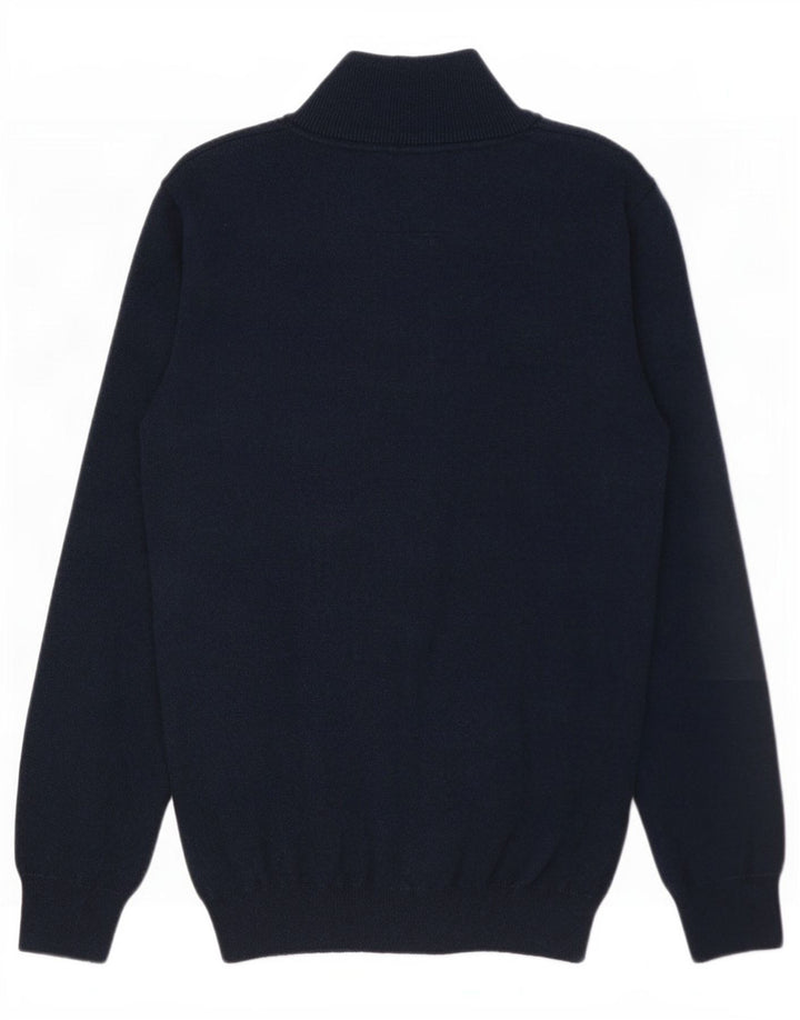 Suéter masculino Superdry com zíper e gola em algodão azul marinho pequeno