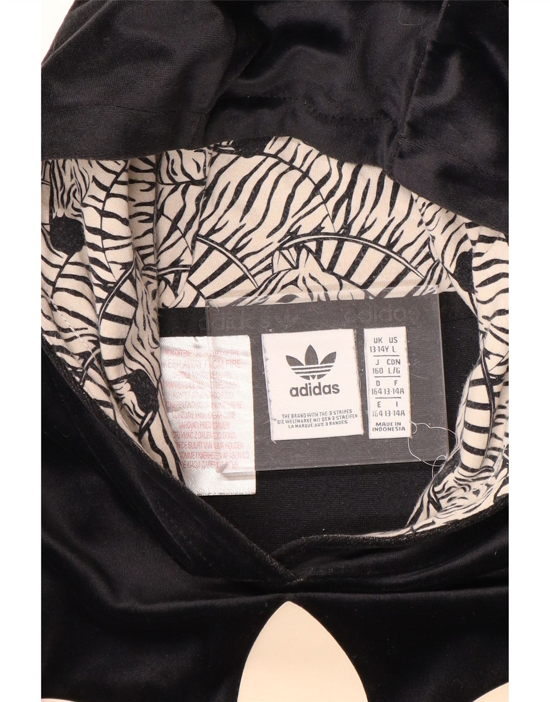 ADIDAS Meninas Graphic Velour Hoodie Jumper 13-14 Anos Preto