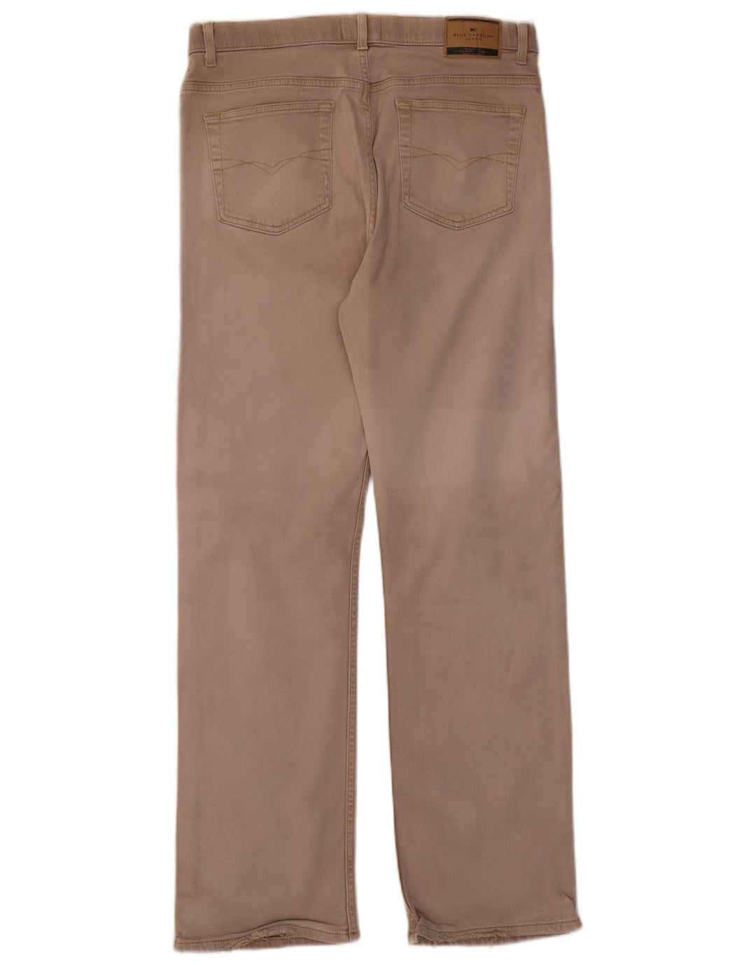 Calça jeans reta masculina Marks & Spencer Blue Harbor W36 L33 algodão bege