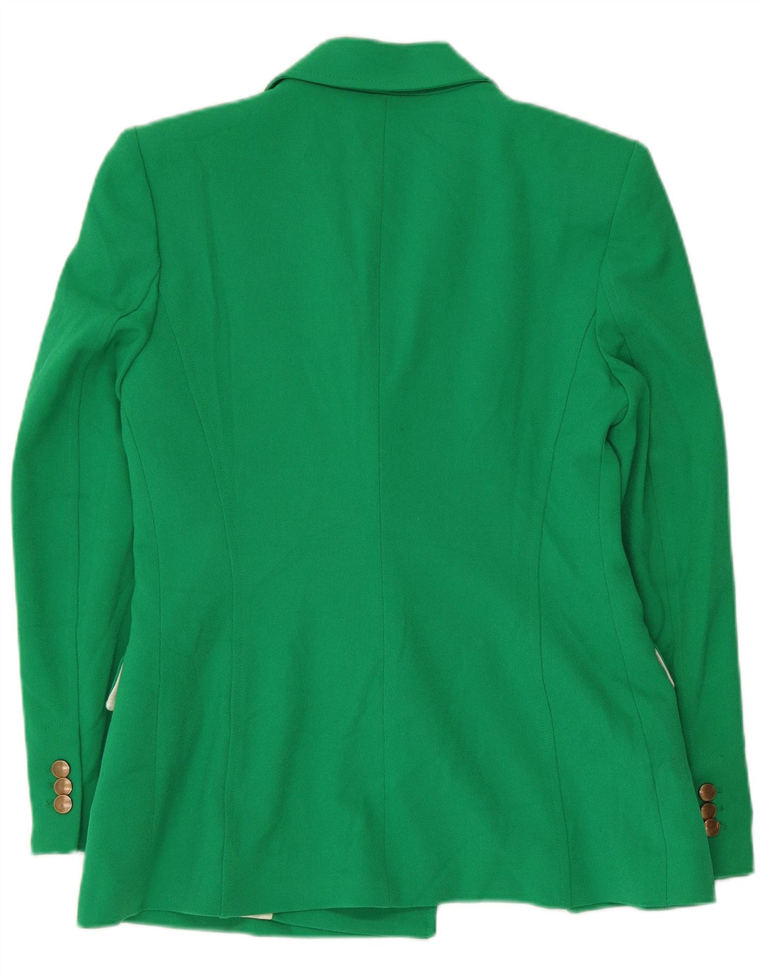 Jaqueta blazer feminina Zara com peito duplo Reino Unido 12 poliéster verde médio