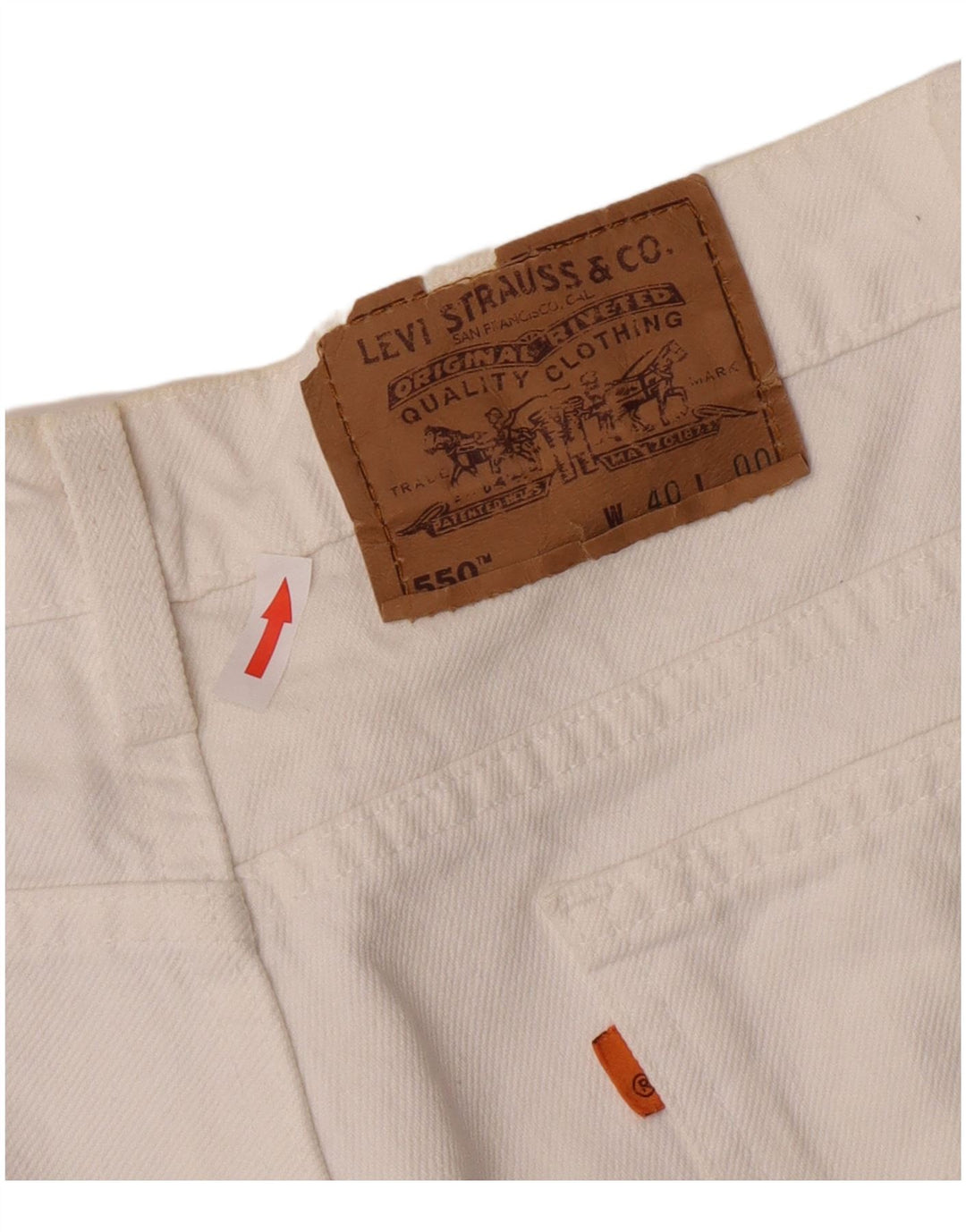 Shorts jeans masculino 550 Levi's W40 XL algodão branco