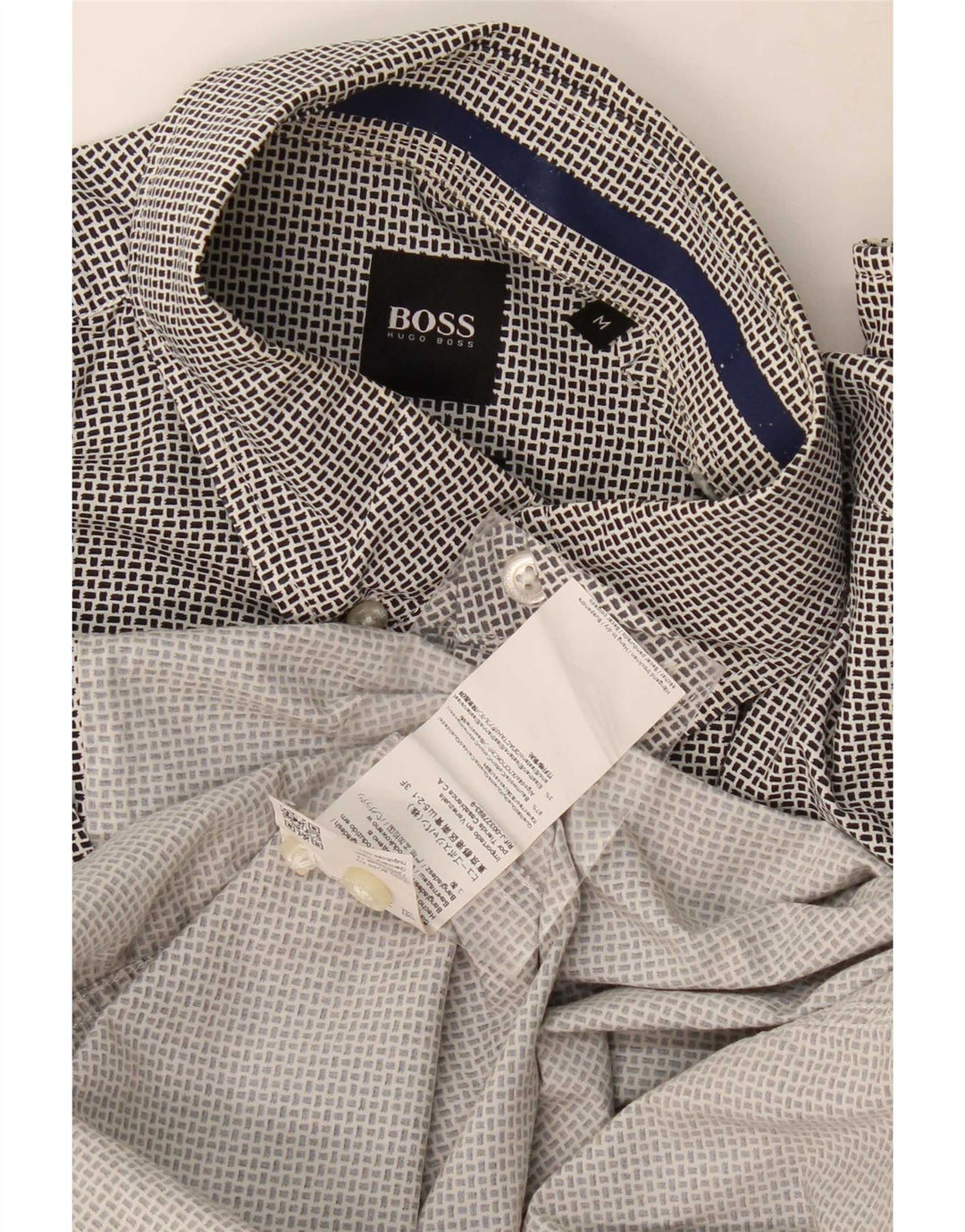Camisa masculina Hugo Boss Regular Fit algodão geométrico preto médio