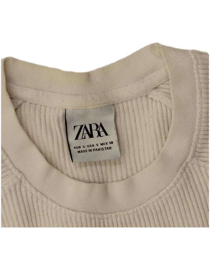 Camiseta feminina grande Zara UK 10 algodão branco pequeno