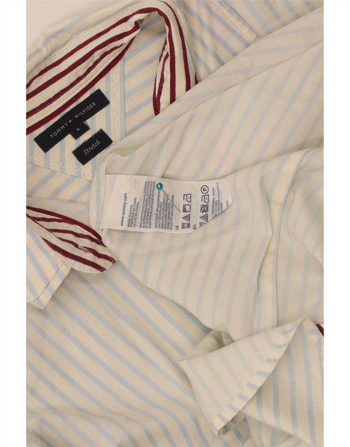 Camisa feminina Tommy Hilfiger EUA 6 algodão listrado branco médio
