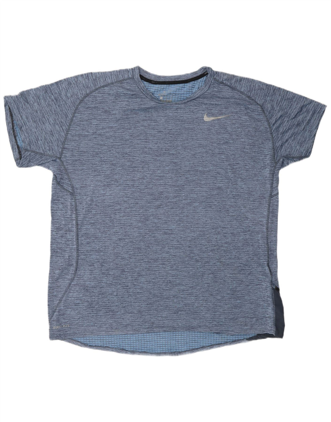 Camiseta masculina NIKE Dri Fit XL azul manchada de poliéster