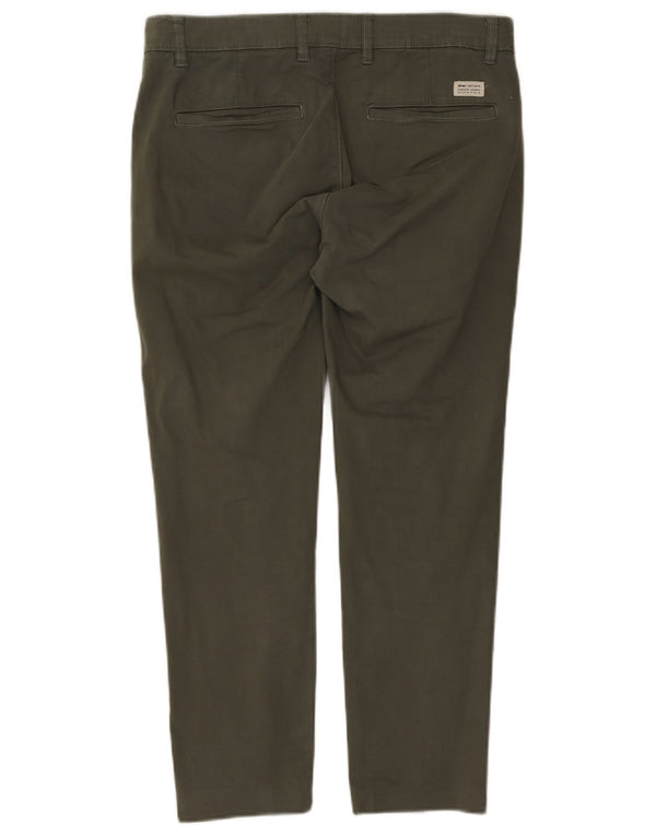 Zara Mens Slim Chino Calças EU 42 Grande W32 L26 Algodão Cáqui