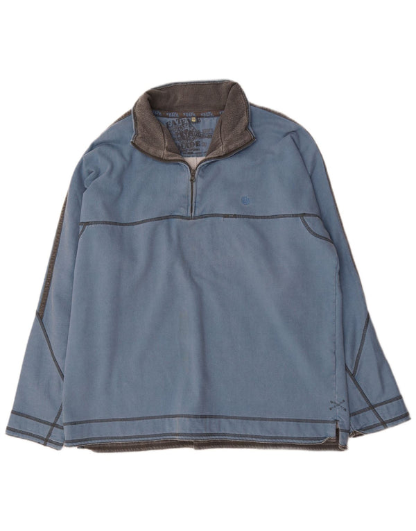 Fat Face Masculino Zip Neck Moletom Jumper XL Azul Algodão