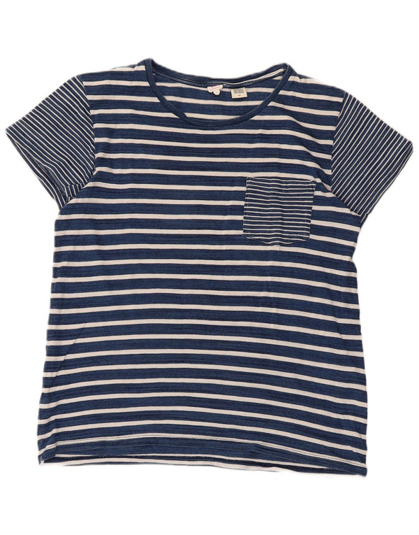 Camiseta feminina Levi's UK 14 grande algodão listrado azul