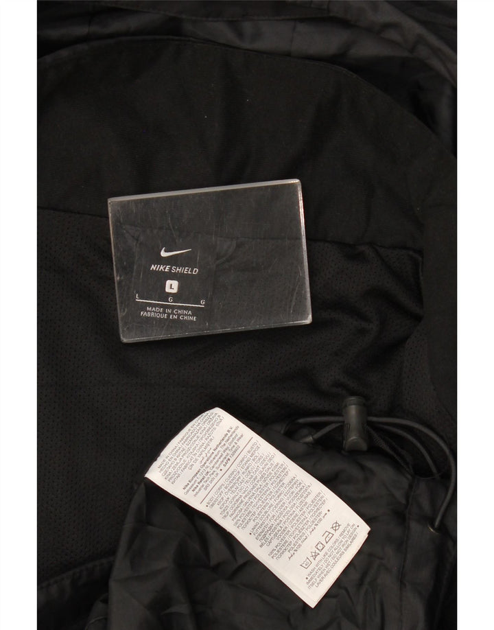 Jaqueta de chuva masculina Nike com capuz UK 40 grande poliéster preto