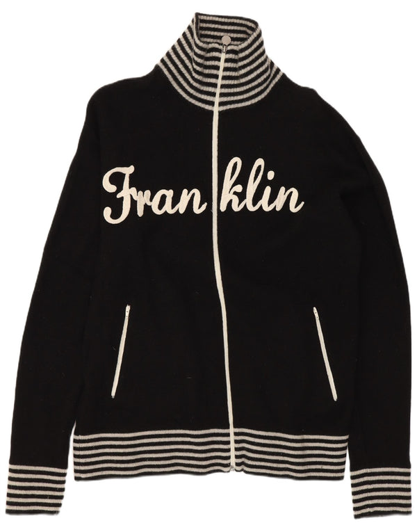 Suéter cardigã gráfico masculino Franklin & Marshall grande lã listrada preta