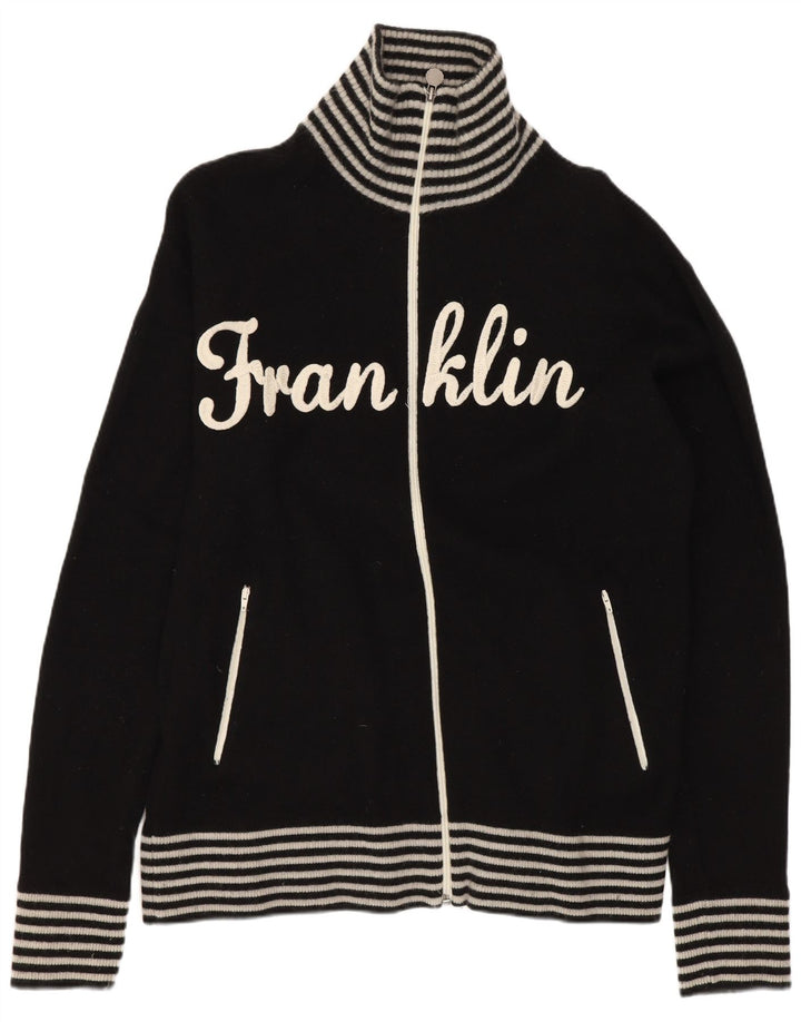 Suéter cardigã gráfico masculino Franklin & Marshall grande lã listrada preta