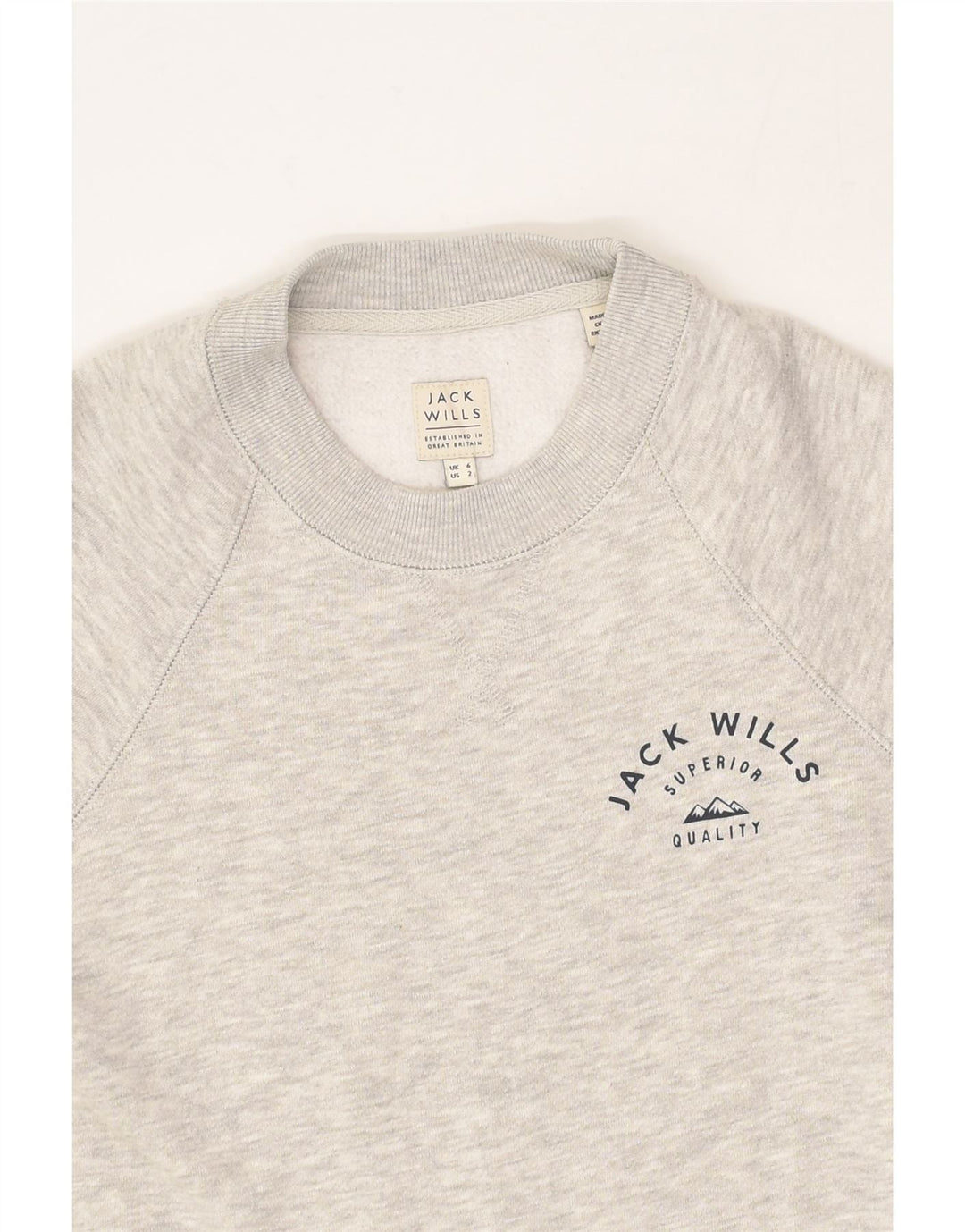 JACK WILLS Womens Sweatshirt Jumper UK 6 XS Grey Cotton | Vintage Jack Wills | Thrift | Second-Hand Jack Wills | Used Clothing | Messina Hembry 