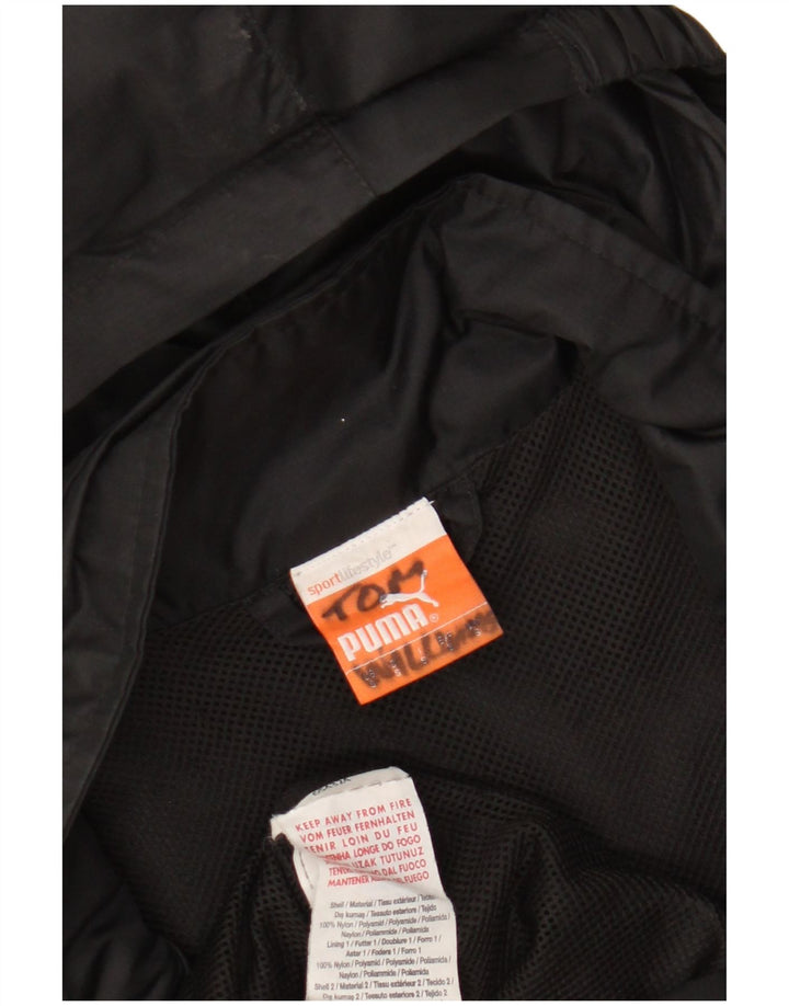 Jaqueta de chuva masculina Puma Graphic com capuz Reino Unido 36 pequena preta nylon