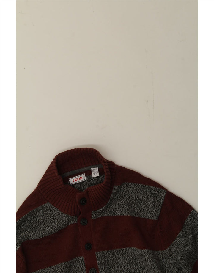 IZOD Mens Zip Neck Jumper Sweater XL Brown Striped Cotton Vintage Izod and Second-Hand Izod from Messina Hembry 