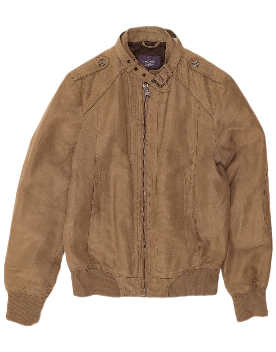 Jaqueta bomber militar masculina Zara Reino Unido 36 pequena marrom