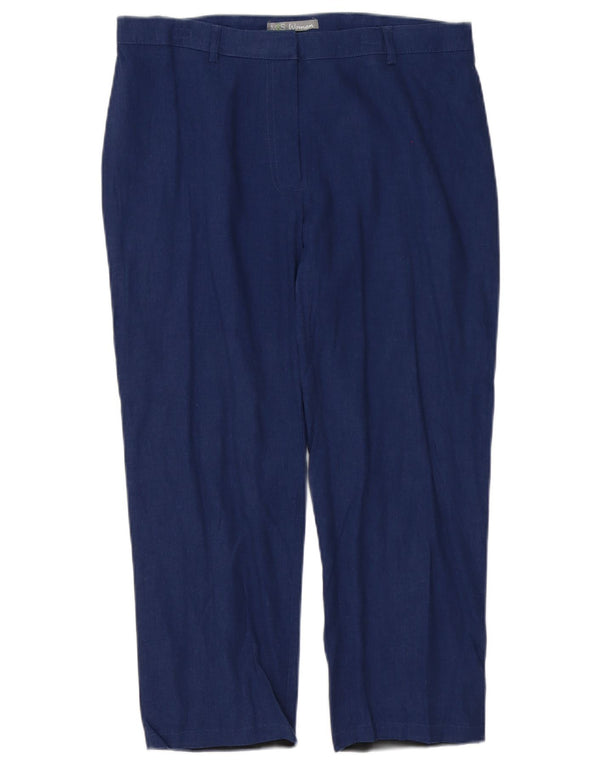 Calça capri feminina Marks & Spencer Reino Unido 12 médio W32 L23 linho azul