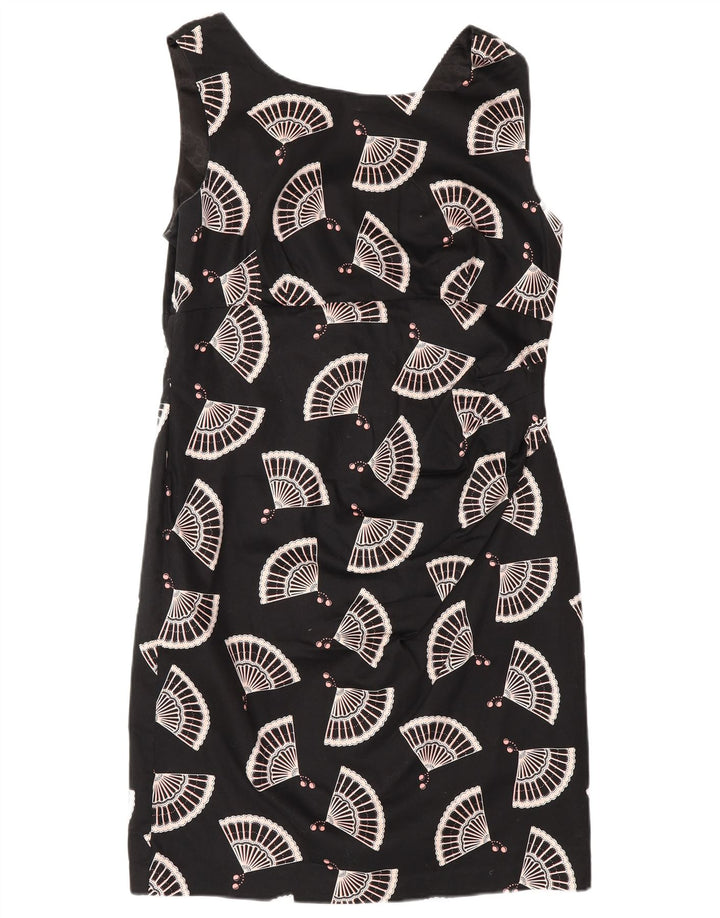 Vestido feminino Oasis com bainha sem mangas com padrão abstrato Reino Unido 16 grande preto