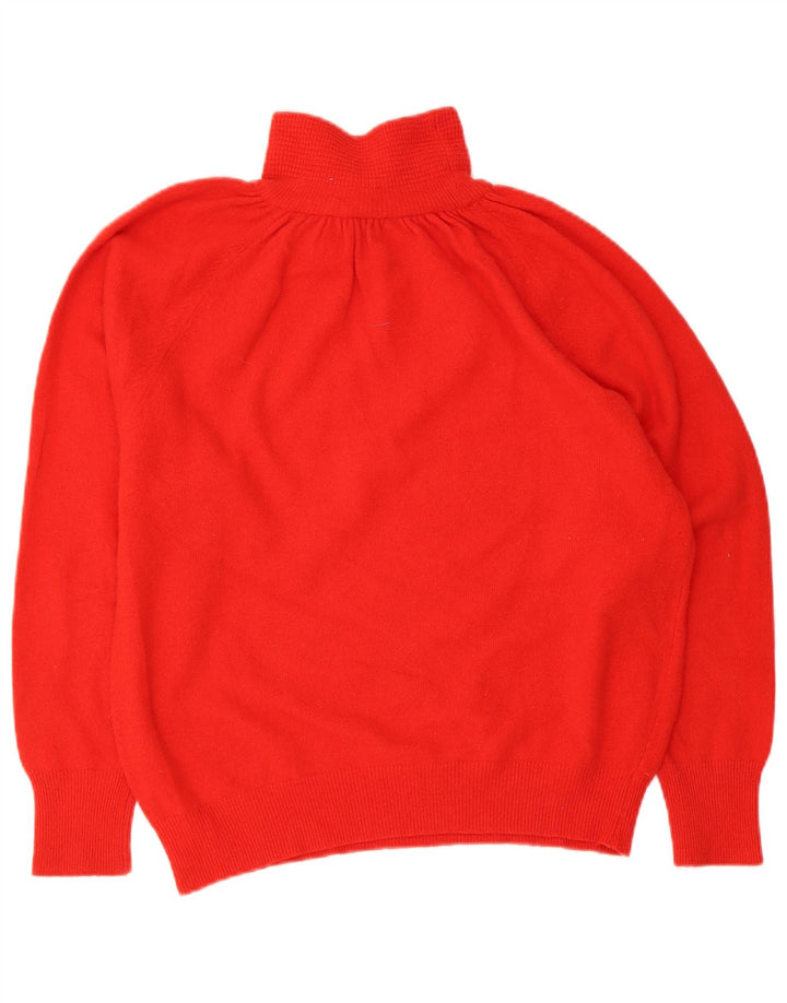 Suéter feminino vintage com gola alta e gola redonda IT 40 lã vermelha pequena