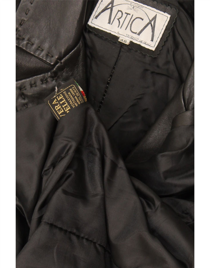 Casaco de couro feminino vintage IT 48 XL couro preto