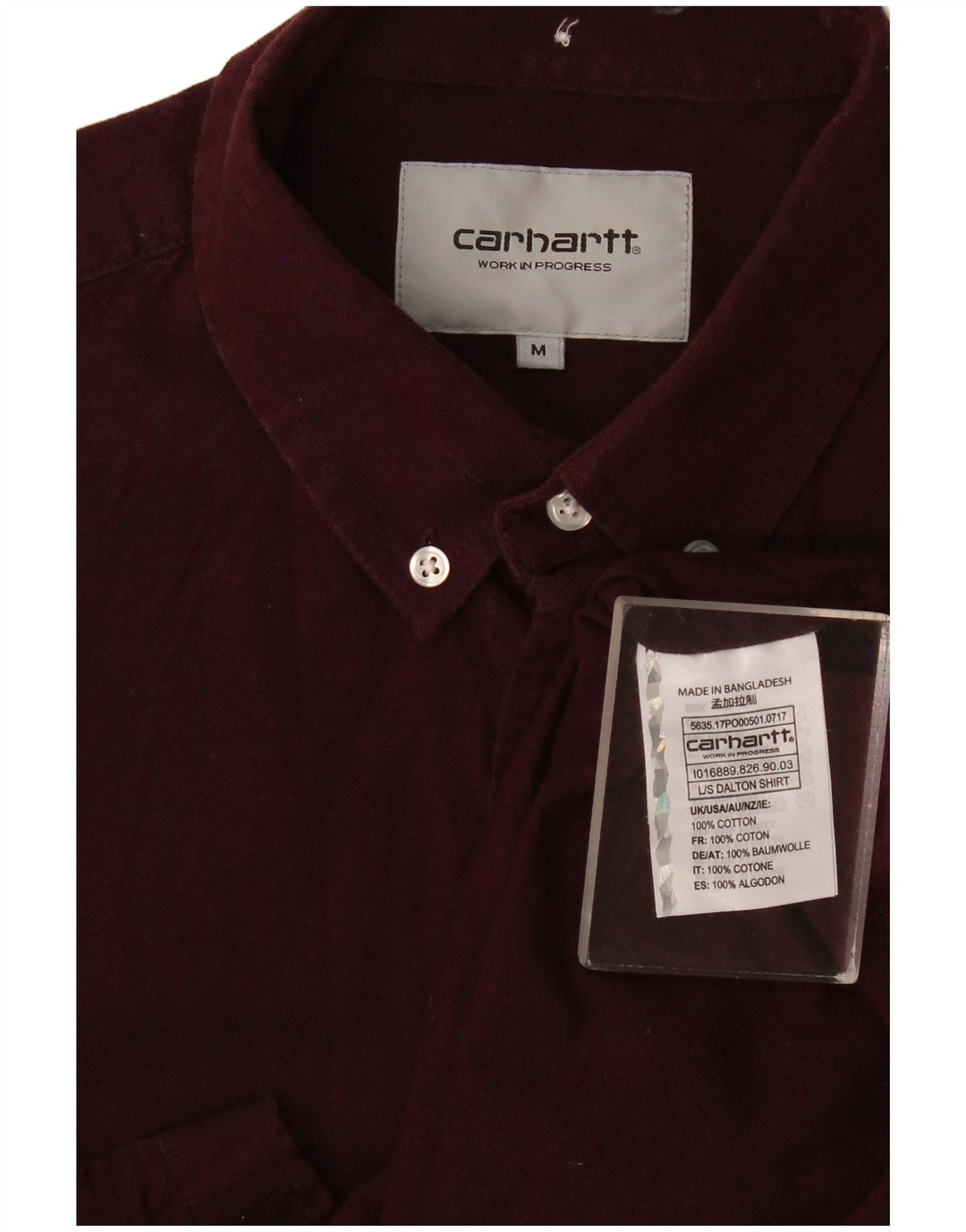 Camisa masculina Carhartt média algodão Borgonha