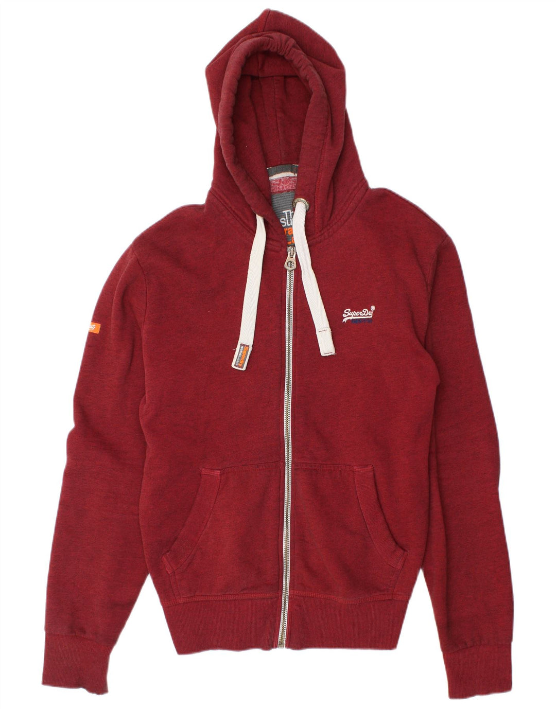 Suéter masculino Superdry com capuz e zíper grande algodão Borgonha