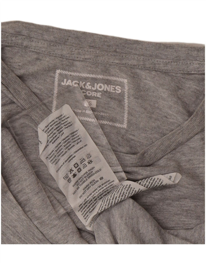Camiseta masculina JACK & JONES pequena de algodão cinza