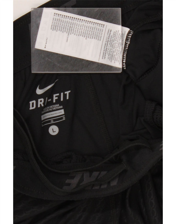 NIKE Mens Dri Fit Sport Shorts Large  Black Striped Polyester