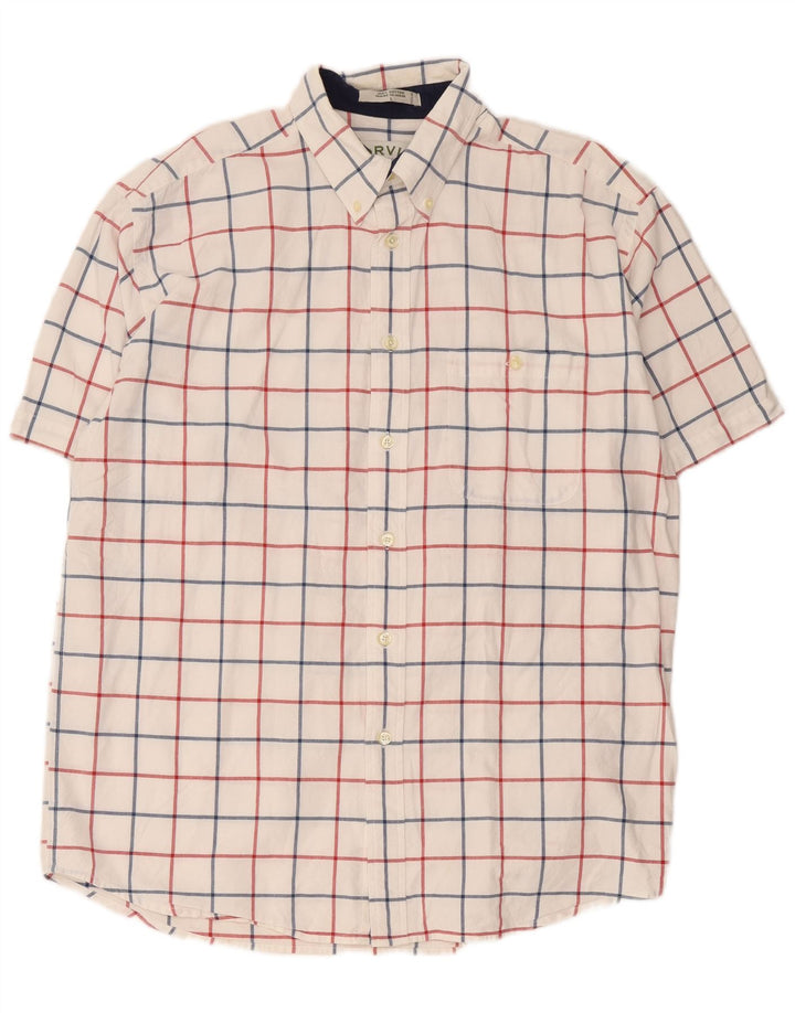 Camisa masculina de manga curta Orvis grande algodão xadrez branco