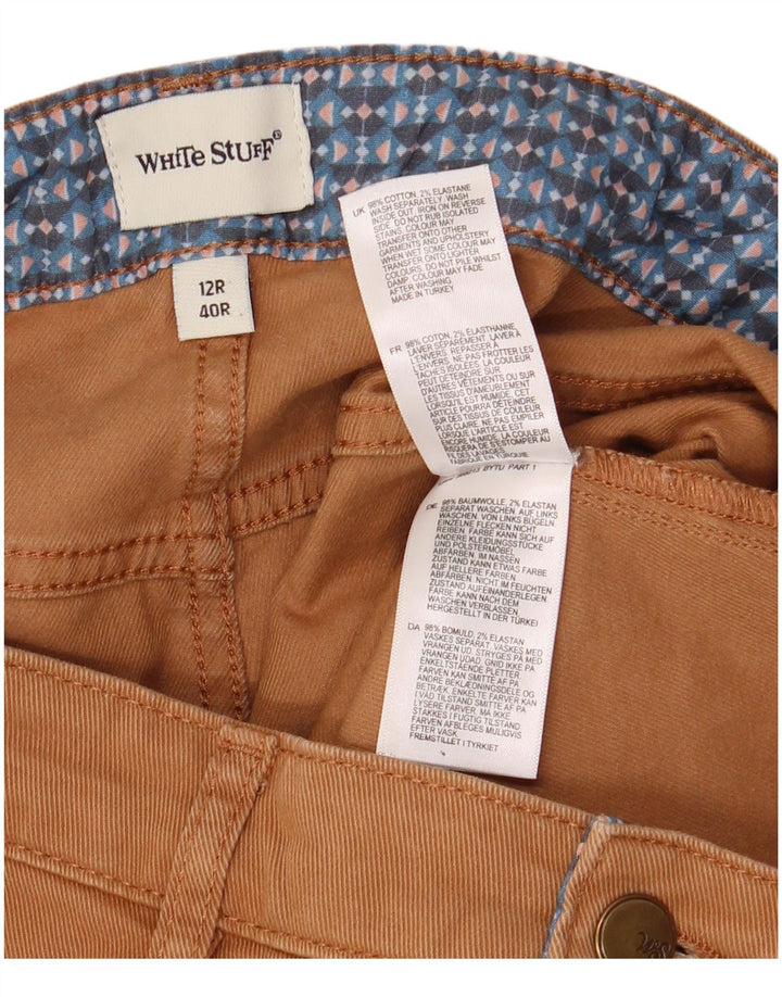 Calça reta feminina White Stuff UK 12 médio W32 L26 algodão marrom