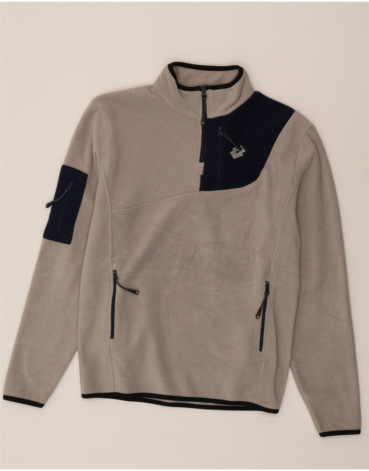 Suéter de lã masculino Lotto com zíper e gola grande cinza colorblock poliéster