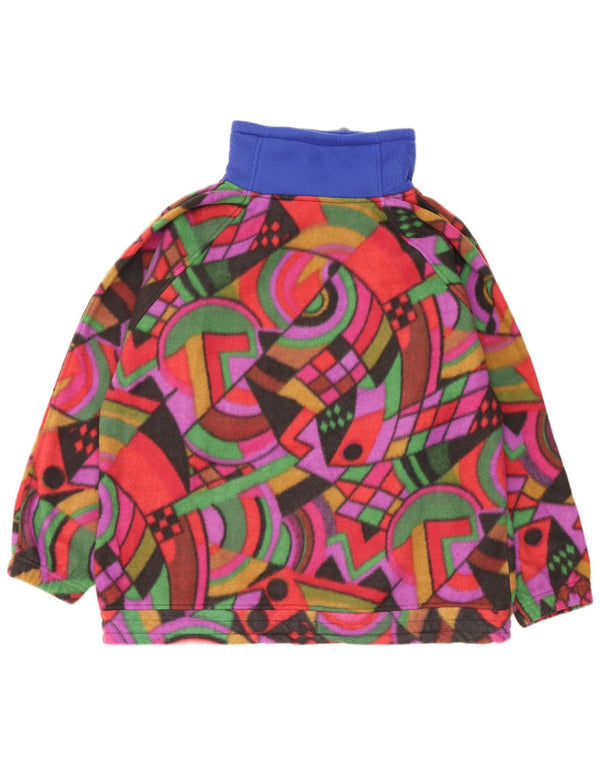 Vintage Mens Loose Fit Fleece Jumper Pequeno Geométrico Multicolorido