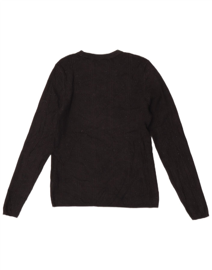 Suéter feminino Marks & Spencer com gola canoa e viscose preta média Reino Unido 12