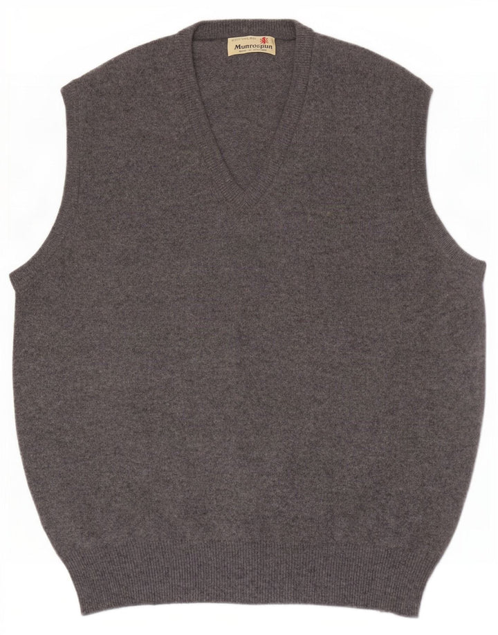 Regata masculina Munrospun colete EU 52 grande lã cinza