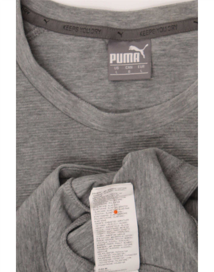 Puma masculino top manga comprida grande cinza colorblock algodão
