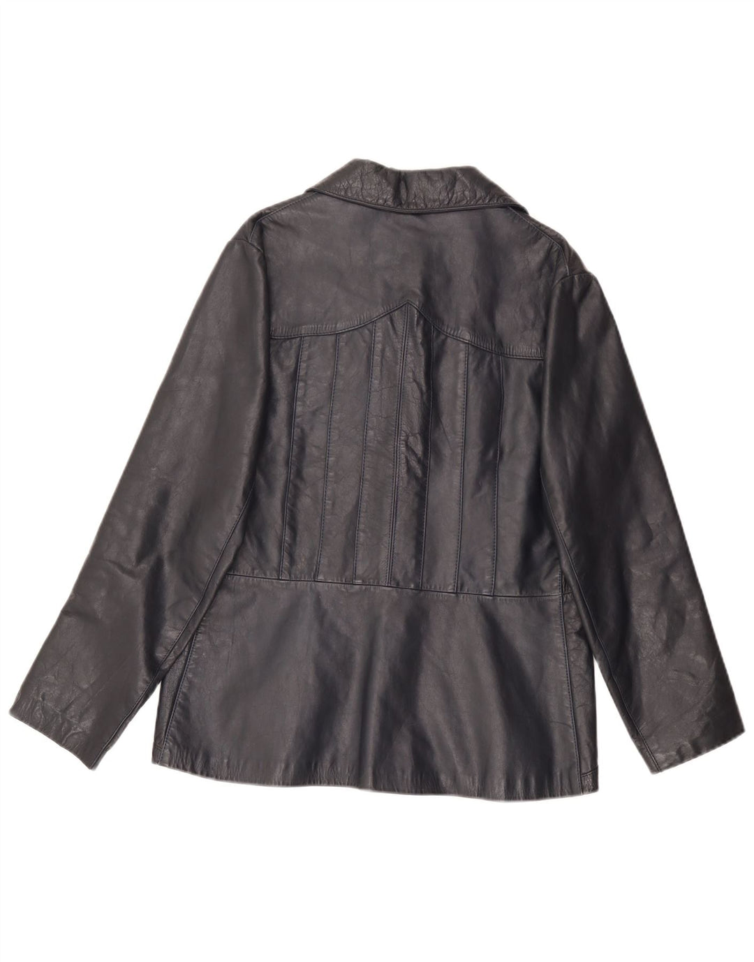 Jaqueta de couro feminina vintage IT 46 grande couro preto
