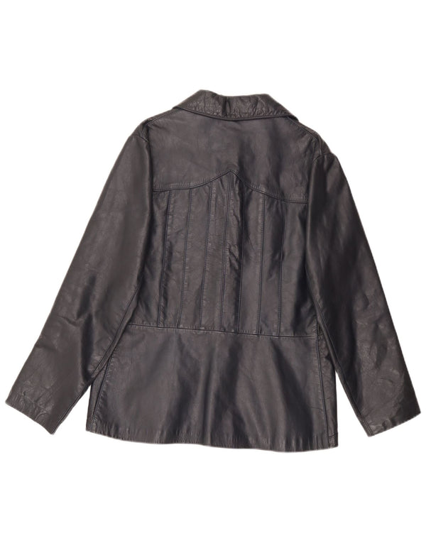 Jaqueta de couro feminina vintage IT 46 grande couro preto