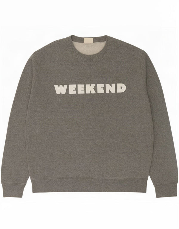 Suéter gráfico masculino Marks & Spencer 2XL algodão manchado cinza