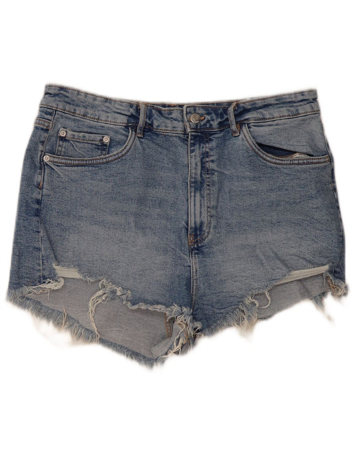 Shorts jeans feminino Zara EU 36 XL W36 azul algodão