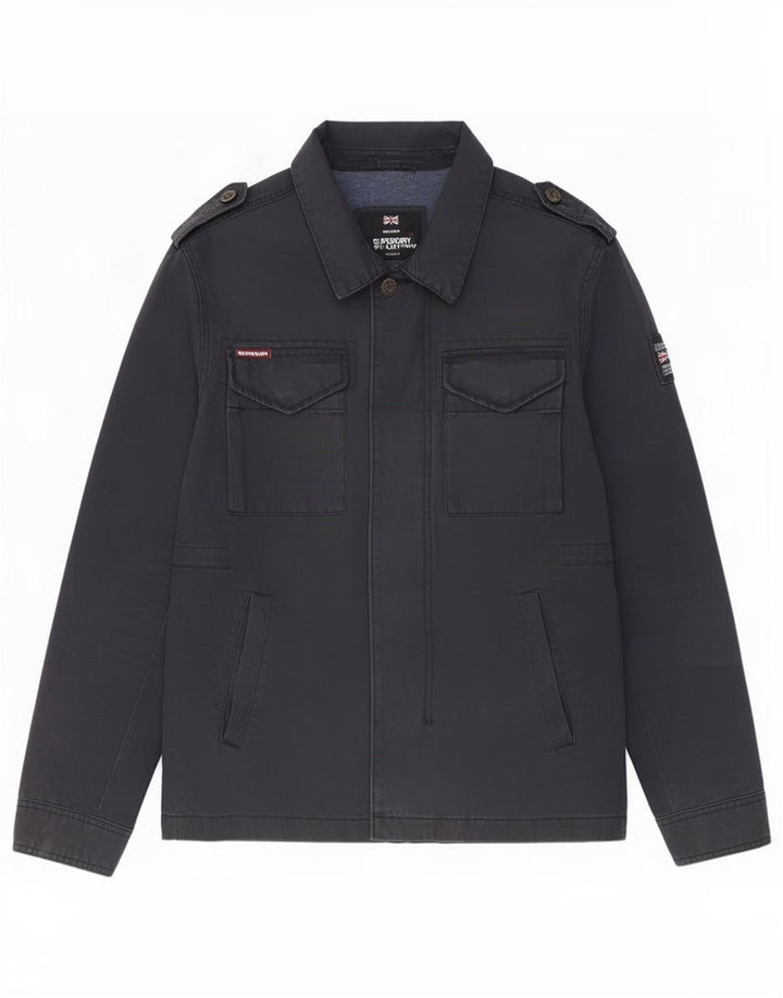 Jaqueta militar masculina Superdry UK 38 algodão preto médio