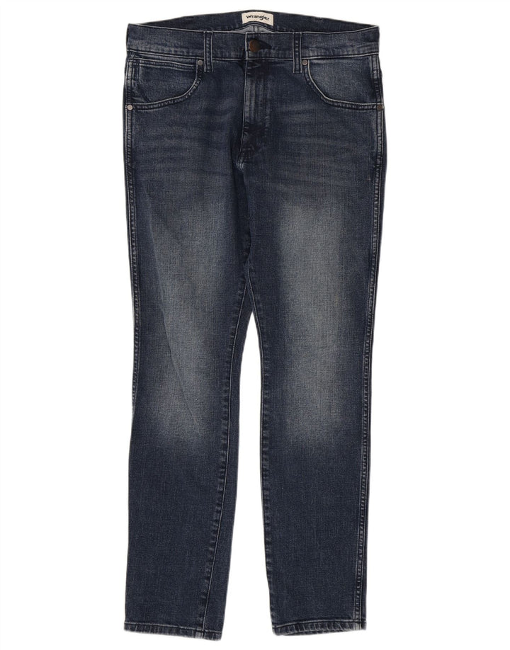 Wrangler Mens Larston Straight Jeans W32 L32 Azul Algodão