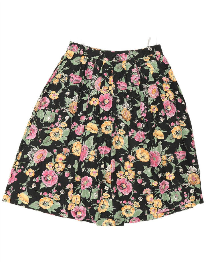 Saia plissada feminina C&A W30 viscose floral preta média