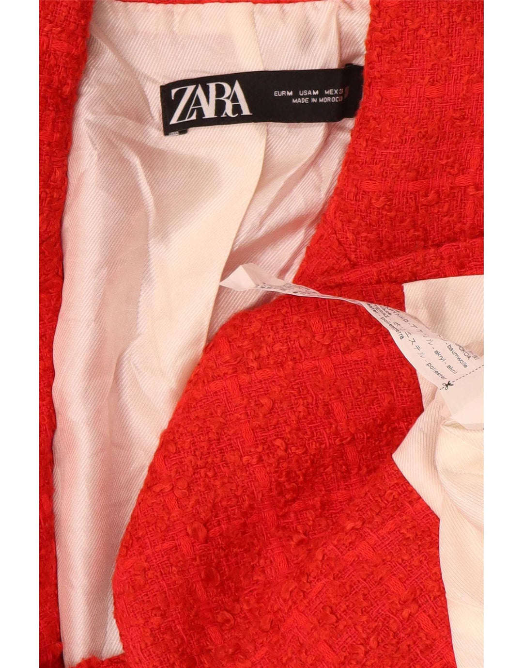 Jaqueta blazer feminina Zara com peito duplo Reino Unido 12 algodão xadrez vermelho médio