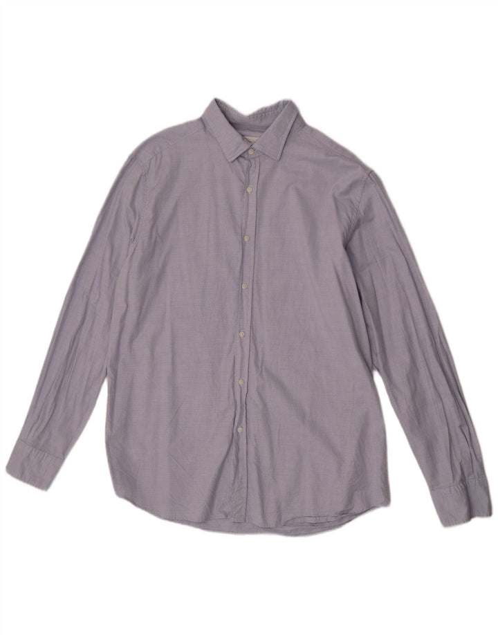 Camisa masculina Massimo Dutti XL azul algodão