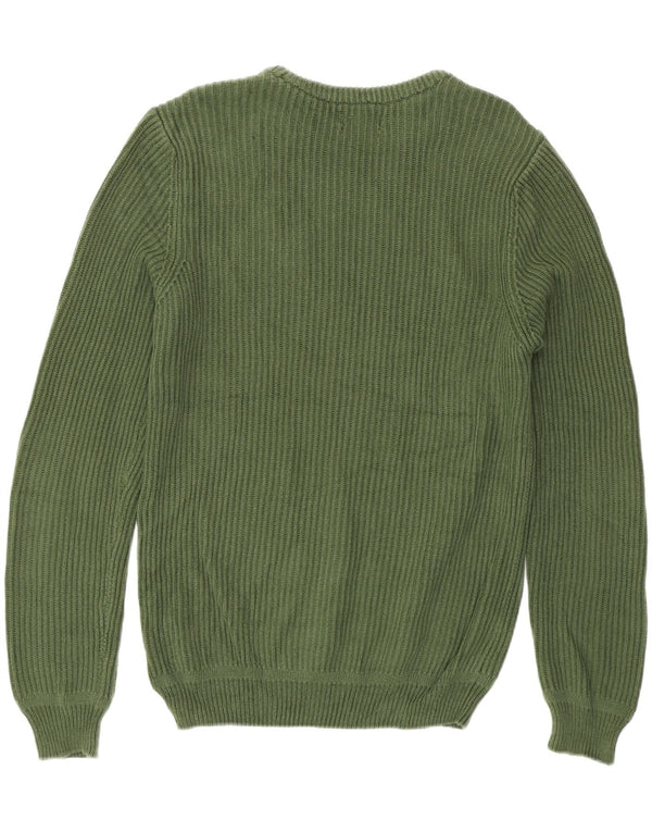 Zara Suéter masculino com gola redonda e algodão verde médio