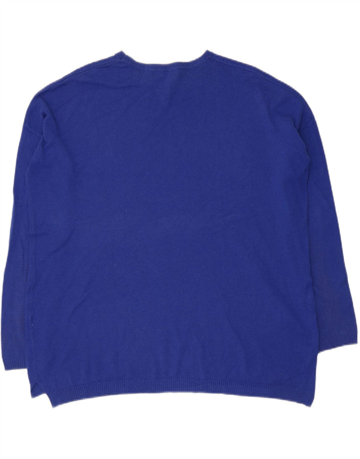 Zara Suéter feminino oversized com gola redonda Reino Unido 10 pequeno azul