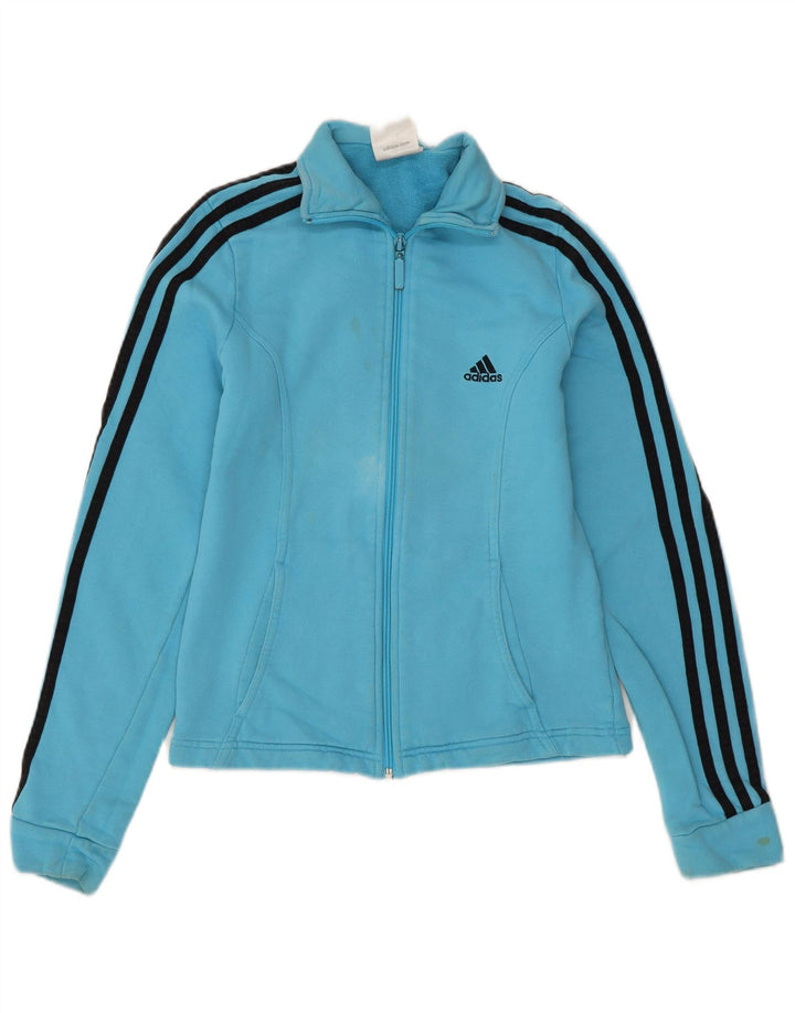 ADIDAS Womens Tracksuit Top Jacket UK 8 Pequeno Azul Algodão